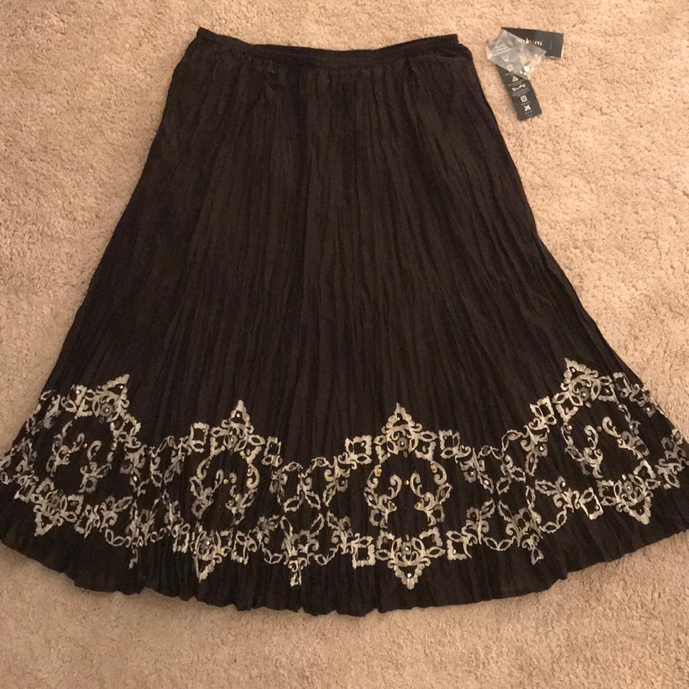 Style & Co espresso skirt with embellishments- L